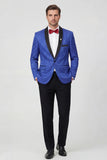 2 Piece Royal Blue Shawl Lapel One Button Men's Suits