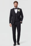 Black Shawl Lapel 3 Piece Slim Fit Men's Wedding Suits