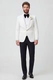 Black Shawl Lapel 3 Piece Slim Fit Men's Wedding Suits