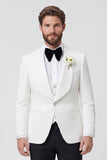 Black Shawl Lapel 3 Piece Slim Fit Men's Wedding Suits
