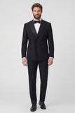 Black 2 Piece Peak Lapel Double Breasted Men's Prom Suits with Beading