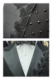 Black 2 Piece Peak Lapel Double Breasted Men's Prom Suits with Beading