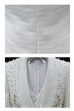 White 3 Piece Shawl Lapel One Button Men's Wedding Suits with Pearls
