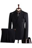 Grey 2 Piece Notched Lapel Double Breasted Men's Prom Suits