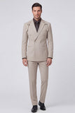 Grey 2 Piece Notched Lapel Double Breasted Men's Prom Suits