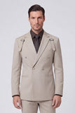 Grey 2 Piece Notched Lapel Double Breasted Men's Prom Suits