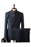Grey 2 Piece Notched Lapel Double Breasted Men's Prom Suits