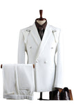 Grey 2 Piece Notched Lapel Double Breasted Men's Prom Suits