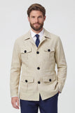 Beige Lapel Single Breasted Men's Jacket