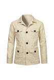 Beige Lapel Single Breasted Men's Jacket