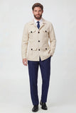 Beige Lapel Single Breasted Men's Jacket
