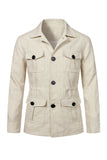 Beige Lapel Single Breasted Men's Jacket