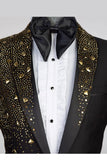 Sparkly Shawl Lapel 2 Piece Black One Button Men's Prom Suits with Beading