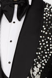 Black 2 Piece Shawl Lapel Beaded One Button Men's Suits