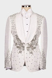 Black 2 Piece Shawl Lapel Beaded One Button Men's Suits