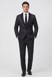 2 Piece Glitter Black Shawl Lapel Slim Fit Men's Suits