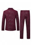 2 Piece Glitter Black Shawl Lapel Slim Fit Men's Suits