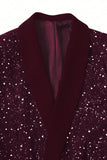 2 Piece Glitter Black Shawl Lapel Slim Fit Men's Suits