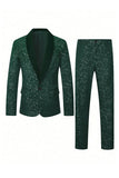 2 Piece Glitter Black Shawl Lapel Slim Fit Men's Suits