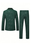 2 Piece Glitter Black Shawl Lapel Slim Fit Men's Suits
