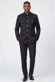 Black Single Breasted Slim Fit 2 Piece Men's Suits