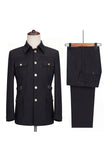 Black Single Breasted Slim Fit 2 Piece Men's Suits