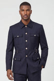 Dark Navy 2 Piece Single Breasted Men's Suits