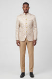 2 Piece Gold Jacquard Single Breasted Men's Suits