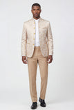 2 Piece Gold Jacquard Single Breasted Men's Suits