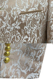 2 Piece Gold Jacquard Single Breasted Men's Suits