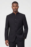 Black 2 Piece Single Breasted Men's Work Suits