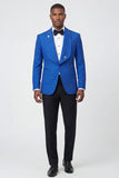 2 Piece Blue Shawl Lapel Slim Fit Men's Prom Suits with Beading