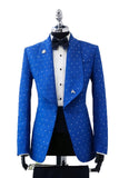 2 Piece Blue Shawl Lapel Slim Fit Men's Prom Suits with Beading
