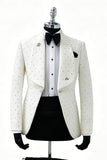 2 Piece Blue Shawl Lapel Slim Fit Men's Prom Suits with Beading