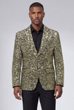 Sparkly Gold Notched Lapel Single Breasted Men's Jacket with Sequins