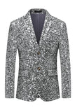 Sparkly Gold Notched Lapel Single Breasted Men's Jacket with Sequins
