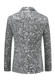 Sparkly Gold Notched Lapel Single Breasted Men's Jacket with Sequins