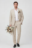 Beige Peak Lapel Slim Fit 2 Piece Men's Wedding Suits