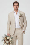 Beige Peak Lapel Slim Fit 2 Piece Men's Wedding Suits