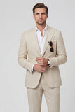 Beige Peak Lapel Slim Fit 2 Piece Men's Wedding Suits