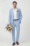 Beige 2 Piece Notched Lapel One Button Men's Wedding Suits