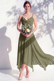 Blue A Line Floral Cowl Neck Long Chiffon Bridesmaid Dress