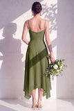 Blue A Line Floral Cowl Neck Long Chiffon Bridesmaid Dress