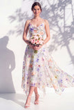 Blue A Line Floral Cowl Neck Long Chiffon Bridesmaid Dress