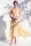 Blue A Line Floral Cowl Neck Long Chiffon Bridesmaid Dress