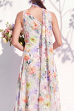 One Shoulder Green A Line Long Floral Bridesmaid Dress with Slit