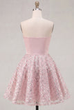 Blush A-Line Strapless Ruched Sequin Cute Party Dress