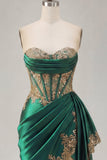 Dark Green Corset Sweetheart Ruched Bodycon Cocktail Dress with Sash