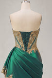 Dark Green Corset Sweetheart Ruched Bodycon Cocktail Dress with Sash