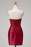Red Bodycon Sweetheart Beaded Corset Cocktail Dress